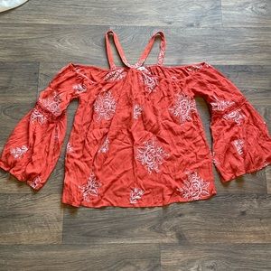 Blushing Heart- Off the Shoulder- Burnt Orange Top- Size Medium